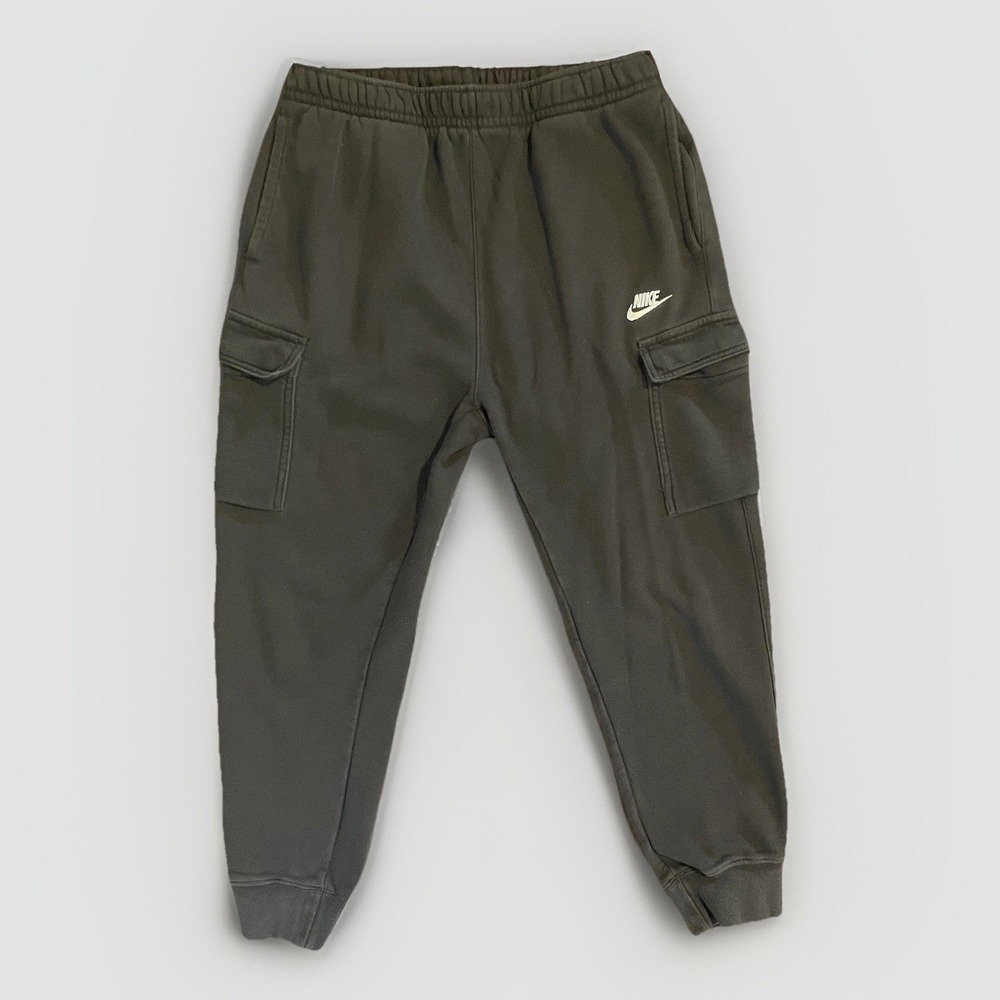 Nike Cargo Jogger Sweatpants Men Med Black Fleece Tapered Logo Athleisure Retro